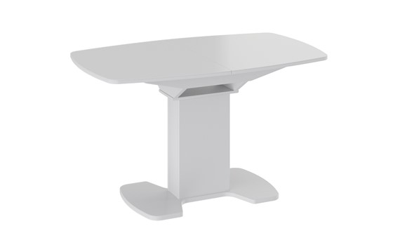 Кухонный стол раздвижной Портофино (СМ(ТД)-105.02.11(1)), цвет Белый глянец/Стекло белое в Махачкале - изображение