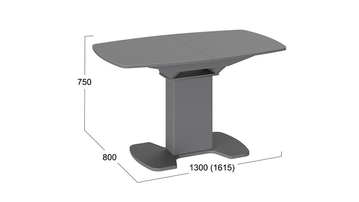 Стол раздвижной Портофино (СМ(ТД)-105.02.11(1)), цвет Серое/Стекло серое матовое LUX в Махачкале - изображение 1