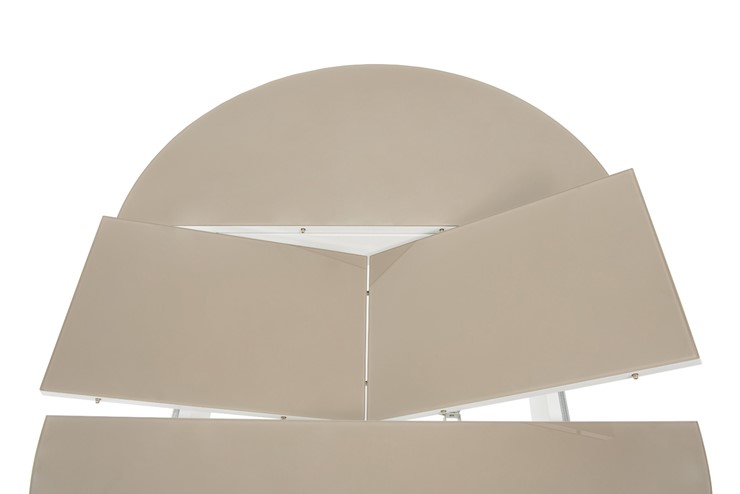 Кухонный стол раздвижной Ривьера исп. круг хром №5 (стекло белое/черный) в Махачкале - изображение 4