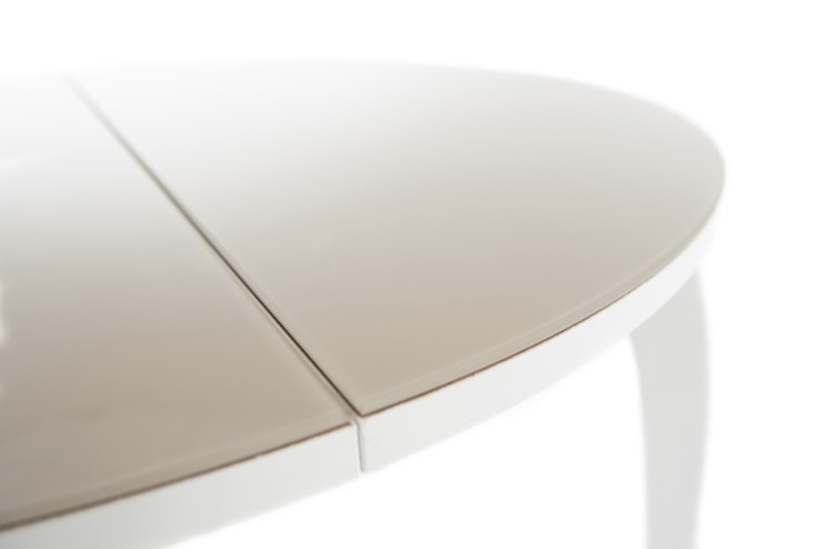 Кухонный стол раздвижной Ривьера исп. круг хром №5 (стекло белое/черный) в Махачкале - изображение 6