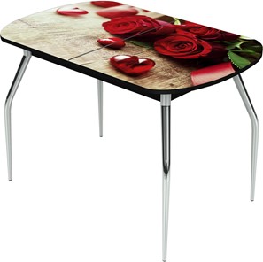 Кухонный стол раздвижной Ривьера исп.1 ноги метал. крашеные №24 Фотопечать (Цветы №33) в Махачкале