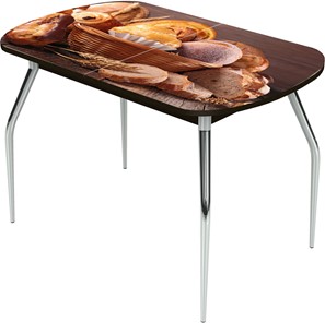 Обеденный раздвижной стол Ривьера исп.1 ноги метал. крашеные №24 Фотопечать (Хлеб №3 в Махачкале