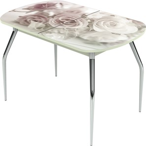 Обеденный раздвижной стол Ривьера исп.2 ноги метал. крашеные №24 Фотопечать (Цветы №41) в Махачкале