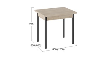 Кухонный стол раздвижной Родос тип 2 с опорой d40 (Черный муар/Дуб Сонома) в Махачкале - предосмотр 2