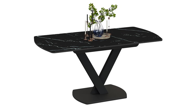 Раздвижной стол Салерно тип 1 (Черный муар/Стекло черный мрамор) в Махачкале - изображение 1