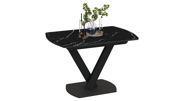Раздвижной стол Салерно тип 1 (Черный муар/Стекло черный мрамор) в Махачкале - изображение