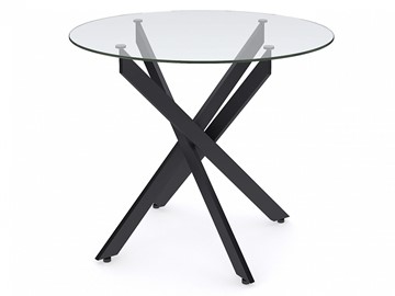 Обеденный круглый стол Dikline R900 стекло/ножки черный металл в Махачкале