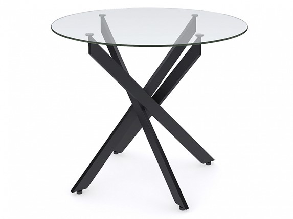 Стол обеденный Dikline R900 стекло/ножки черный металл в Махачкале - изображение