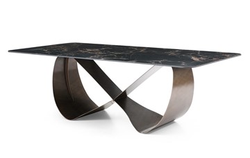 Кухонный обеденный стол DT9305FCI (240) черный керамика/бронзовый в Махачкале