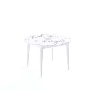 Обеденный круглый стол Kenner W1200 (Белый/Мрамор белый) в Махачкале