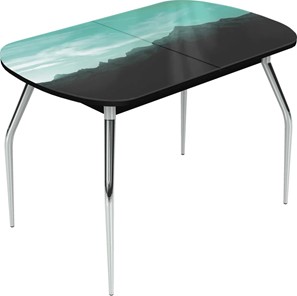 Обеденный раздвижной стол Ривьера исп.2 хром №5 (Exclusive h179/черный) в Махачкале