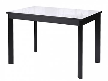 Кухонный раздвижной стол Dikline Ls110, стекло белое/ножки черные в Махачкале