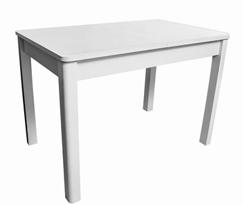 Кухонный стол раскладной Айсберг мини СТ1, белое ЛДСП/стекло белое/прямые массив белый в Махачкале