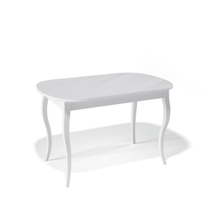 Обеденный раздвижной стол Kenner 1300C (Белый/Стекло белое глянец) в Махачкале