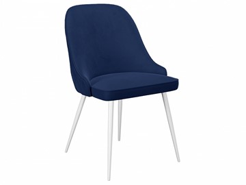 Обеденный стул 256, микровелюр К17 синий, ножки белые в Махачкале