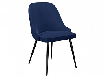 Обеденный стул 256, микровелюр К17 синий, ножки черные в Махачкале