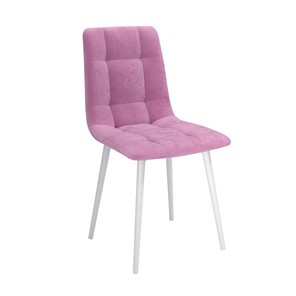 Кухонный стул Белла, велюр тенерифе розовый/Цвет металл белый в Махачкале
