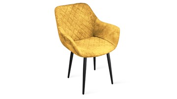 Обеденный стул Дастин К1С (Черный муар/Микровелюр Wellmart Yellow) в Махачкале