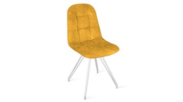 Обеденный стул Райс К4 (Белый матовый/Микровелюр Wellmart Yellow) в Махачкале