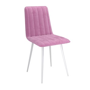 Обеденный стул Тахо, велюр тенерифе розовый/Цвет металл белый в Махачкале