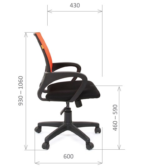 Компьютерное кресло CHAIRMAN 696 black Сетчатый акрил DW66 оранжевый в Махачкале - изображение 2