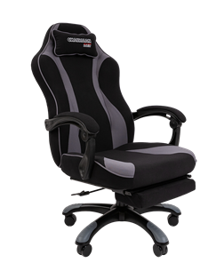 Кресло игровое CHAIRMAN GAME 35 с выдвижной подставкой для ног Ткань черная / Ткань св.серая в Махачкале