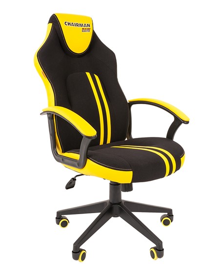 Кресло игровое CHAIRMAN GAME 26  Экокожа - Ткань стандарт. Черный/желтый в Махачкале - изображение 1