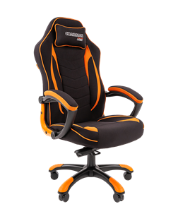 Кресло игровое CHAIRMAN GAME 28 Полиэстер комбинированная ткань оранжевый/черный в Махачкале