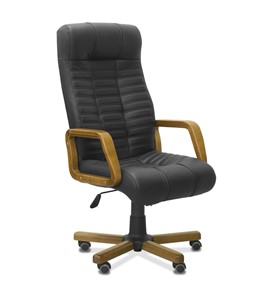 Кресло в офис Атлант W, экокожа премиум / черная CN1114/ дерево - орех в Махачкале - предосмотр 9