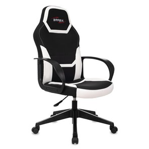 Кресло офисное BRABIX "Alpha GM-018", ткань/экокожа, черное/белое, 532640, GM-018_532640 в Махачкале