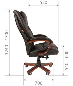 Офисное кресло CHAIRMAN 408 кожа черная в Махачкале - предосмотр 2