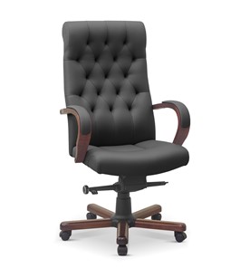 Кресло для руководителя Status, натуральная кожа с компаньоном /серая/дерево - орех аида в Махачкале