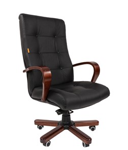 Офисное кресло CHAIRMAN 424 WD Кожа черная в Махачкале