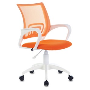 Кресло Brabix Fly MG-396W (с подлокотниками, пластик белый, сетка, оранжевое) 532401 в Махачкале