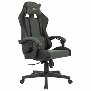 Офисный стул BRABIX "Striker GM-121", синхромеханизм, 2 подушки, экокожа/велюр, черное/серое, 532961 в Махачкале