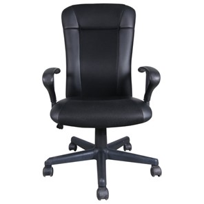 Кресло Brabix Optima MG-370 (с подлокотниками, экокожа/ткань, черное) 531580 в Махачкале