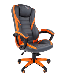 Офисное кресло CHAIRMAN GAME 22 эко кожа, серый/оранжевый в Махачкале