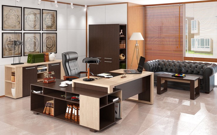 Кабинет руководителя ALTO с высоким шкафом для одежды, низким для документов и журнальным столиком в Махачкале - изображение 2