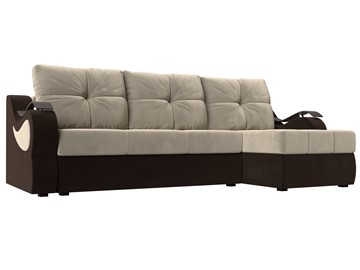Угловой диван Меркурий, Бежевый/коричневый (вельвет) в Махачкале