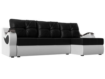 Угловой диван Меркурий, Черный/белый (экокожа) в Махачкале