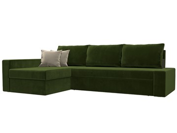 Угловой диван Версаль, Зеленый/Бежевый (микровельвет) в Махачкале