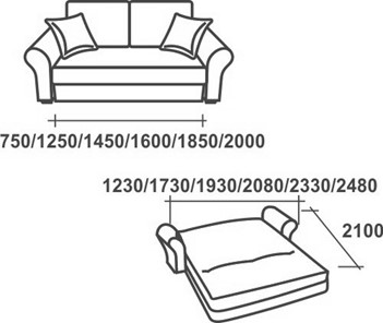 Прямой диван Аккордеон-1, 120 (круглые подлокотники), НПБ в Махачкале - предосмотр 2