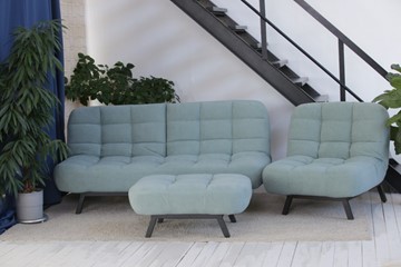 Комплект мебели Абри цвет мята кресло + диван + пуф опора металл в Махачкале