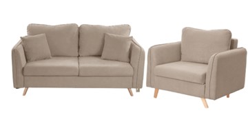 Комплект мебели Бертон бежевый диван+ кресло в Махачкале