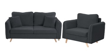 Комплект мебели Бертон графит диван+ кресло в Махачкале