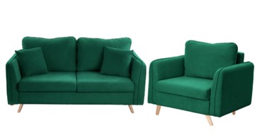 Комплект мебели Бертон изумрудный диван+ кресло в Махачкале