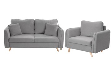 Комплект мебели Бертон серый диван+ кресло в Махачкале
