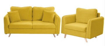Комплект мебели Бертон желтый диван+ кресло в Махачкале
