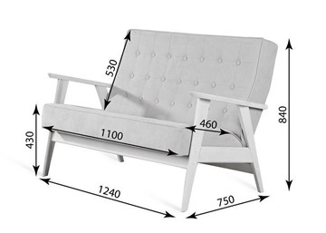 Прямой диван Ретро, двухместный (беленый дуб / RS 29 - бирюзовый) в Махачкале - предосмотр 3
