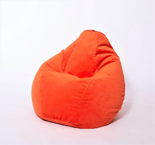 Кресло-мешок Груша большое, велюр однотон, оранжевое в Махачкале